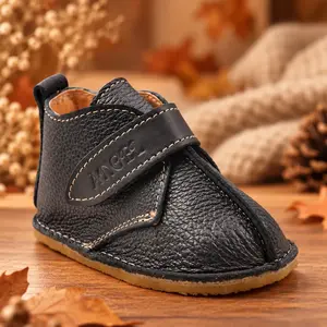 Ghete copii, barefoot, piele naturala, primii pasi, negru_RO-121-3-17_Pebebe