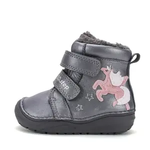 Ghete fete, inalte, piele naturala pentru fete, D.D.Step, imblanite, gri metalic, model unicorn_W071-62376-20_Pebebe