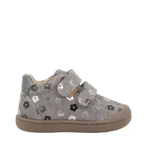 Pantofi Primigi, fete, primii pasi, piele naturala, talpa flexibila, varf protector, gri cu print flori_2400077-20_Pebebe