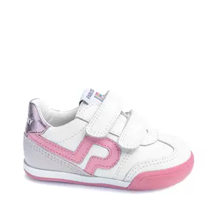 Pantofi primii pași fete, Pablosky, Barefoot, piele naturala, Sun, alb cu roz_081207-20_Pebebe