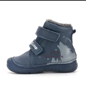 Ghete D.D Step baieti, piele naturala, fluorescente, imblanite, albastru inchis_W082-62555A-20_Pebebe