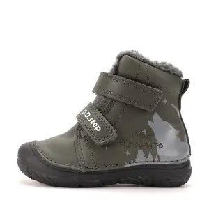 Ghete D.D Step baieti, piele naturala, talpa si design fluorescente, imblanite, olive_W082-62555-20_Pebebe
