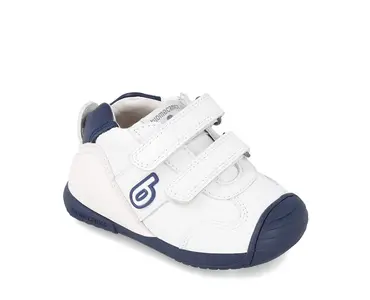 Pantofi copii, piele naturala, Biogateo Sport, alb, albastru, Biomecanics_221001-A-18_Pebebe