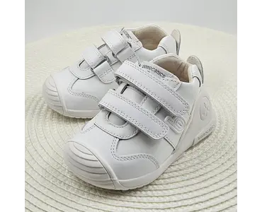 Pantofi copii, piele naturala, Biogateo Sport, alb, Biomecanics_221001-C-23_Pebebe