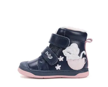 Ghete cu supinatie pentru fete, piele naturala, talpa ferma, captuseala blana ecologica, bleumarin , Ponte20 - DA07-5-2110-27-