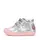 Pantofi D.D. Step fete, piele naturala, primii pași, talpa felxibilă, argintiu, design cu floricele_S066-61993-21_Pebebe
