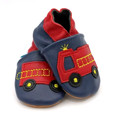 Pantofi din piele cu masinuta de pompieri- BS004-0-6-Dotty Fish-