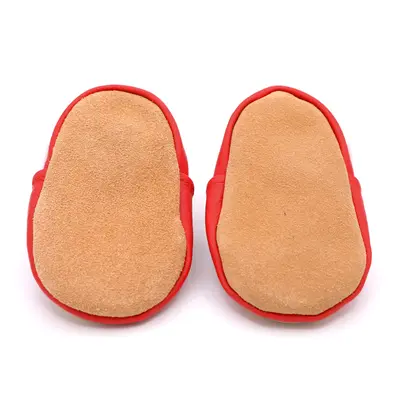 Pantofi din piele moale cu renul Rudolph- BSGS001-6-12-Dotty Fish-