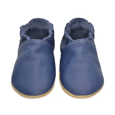 Papucei de interior din piele naturala, bleumarin, Babice- BA-003-24/25-Babice-