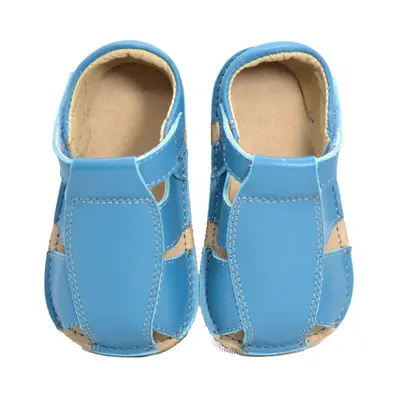 Sandale din piele naturală  cu scai și talpă din cauciuc flexibil, albastru, LUY- RO-12-Albastru-25-Luy-