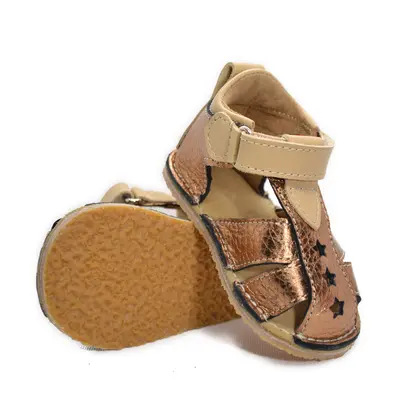 Sandale copii din piele naturala cu talpa flexibila vibram, bronz- RO-101-bronz-24-Angel-