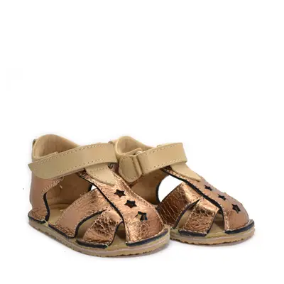 Sandale copii din piele naturala cu talpa flexibila vibram, bronz- RO-101-bronz-24-Angel-