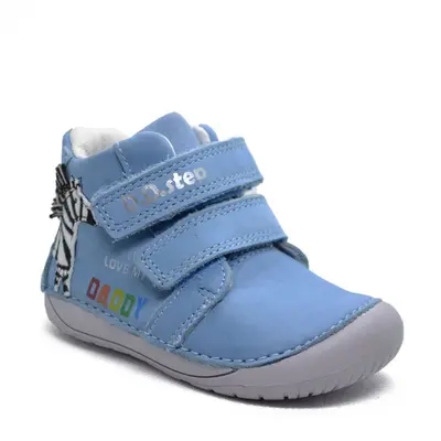 Pantofi din piele naturala primii pași, D.D.Step, zebra, albastru- S070-794A-25-D.D. Step-