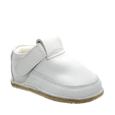 Pantofi primii pasi din piele moale cu talpa flexibila si captuseala, alb- RO-15-7-23-By Pebebe-