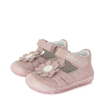 Pantofi din piele naturala, barefoot, decupati, roz, floare, D.D.Step- H070-331-24-D.D. Step-