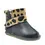 Cizme din piele pentru copii, talpa flexibila, imblanite, blanita decorativa alba, negru, animal print_RO-107-4-17_Pebebe