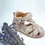 Sandale copii, barefoot, primii pasi, piele naturala, talpa flexibila, inchidere cu scai, bej pictat_RO-103-12-24_Pebebe