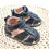 Sandale copii, barefoot, primii pasi, piele naturala, talpa flexibila, inchidere cu scai, negru_RO-100-16-17_Pebebe