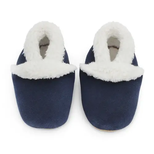 Botoșei de interior din piele întoarsă bleumarin- SLIP03-36-48-Dotty Fish