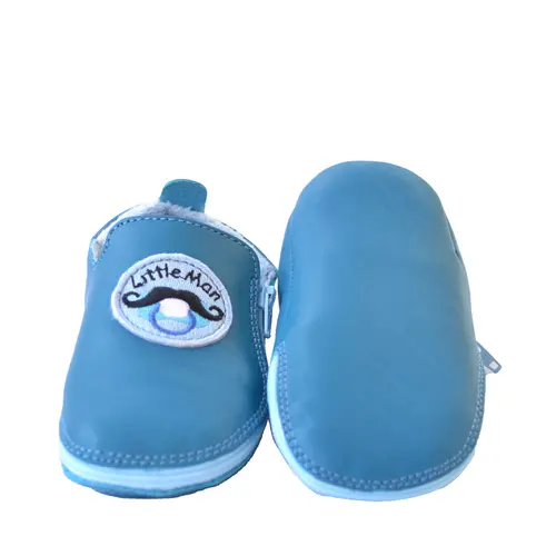 Pantofi copii cu fermoar și talpă de piele, albastru- RO-06-Albastru-23-By Pebebe