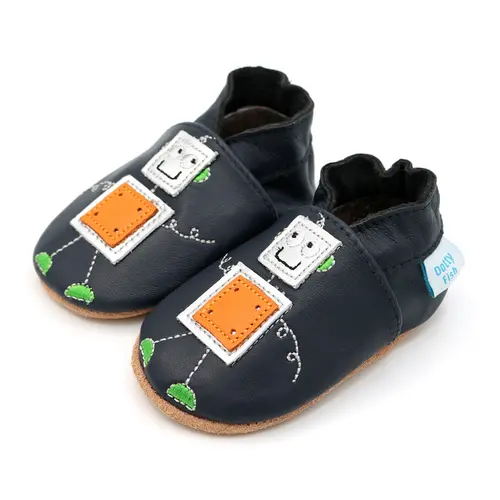 Pantofi din piele moale cu robot- BS0017-0-6-Dotty Fish Pantofi din piele moale cu robot- BS0017-0-6-Dotty Fish