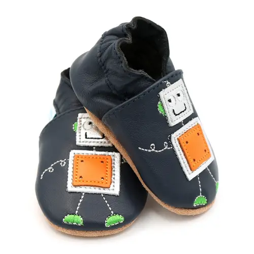 Pantofi din piele moale cu robot- BS0017-0-6-Dotty Fish Pantofi din piele moale cu robot- BS0017-0-6-Dotty Fish
