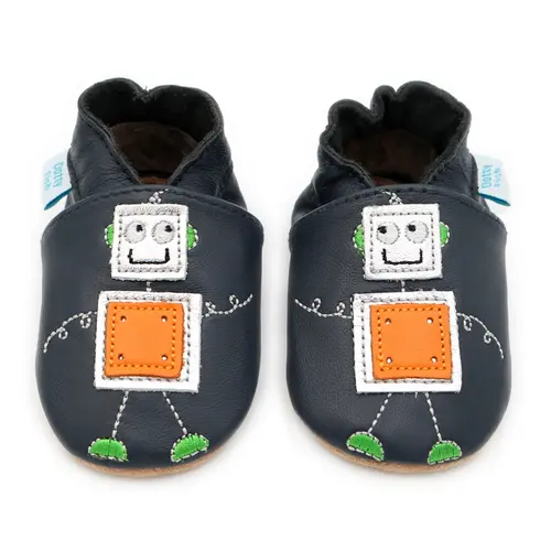 Pantofi din piele moale cu robot- BS0017-0-6-Dotty Fish Pantofi din piele moale cu robot- BS0017-0-6-Dotty Fish