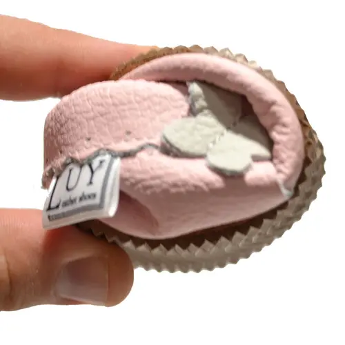 Pantofi din piele moale, roz cu flururas gri- PL010-roz-29-By Pebebe Pantofi din piele moale, roz cu flururas gri- PL010-roz-29-By Pebebe