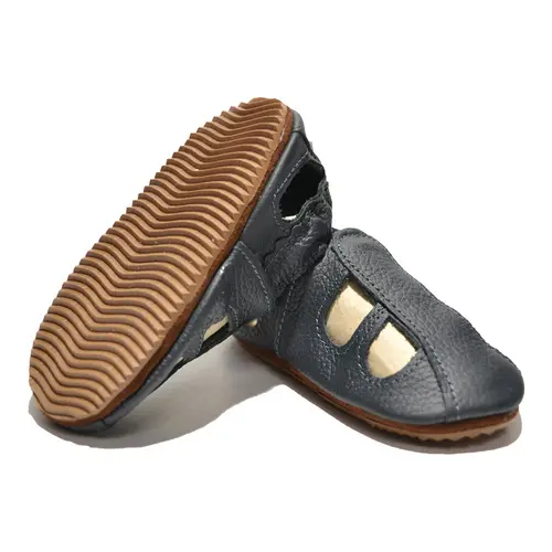 Sandale bleumarin din piele moale cu decupaje- PL004-albastru-29-By Pebebe