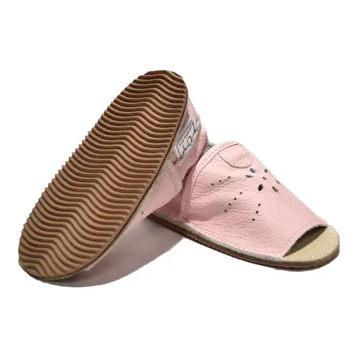 Sandale fetite roz din piele moale cu model perforat- PL006-roz-29-By Pebebe