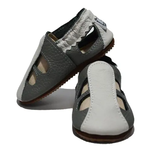 Sandale gri din piele moale cu decupaje- PL004-gri-29-By Pebebe Sandale gri din piele moale cu decupaje- PL004-gri-29-By Pebebe