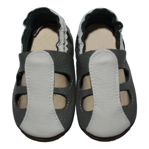 Sandale gri din piele moale cu decupaje- PL004-gri-29-By Pebebe Sandale gri din piele moale cu decupaje- PL004-gri-29-By Pebebe