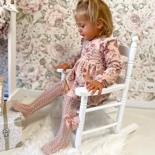 Dres bumbac crosetat cu funda, old rose, Condor- 2.530/1-3-544-Condor