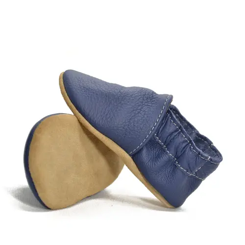 Papucei de interior din piele naturala, bleumarin, Babice- BA-003-24/25-