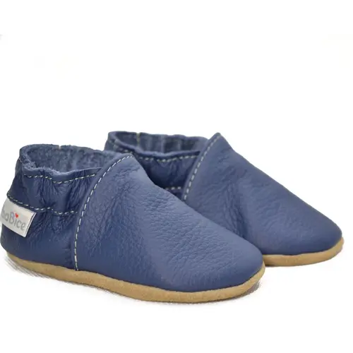 Papucei de interior din piele naturala, bleumarin, Babice- BA-003-24/25-