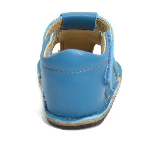 Sandale din piele naturală  cu scai și talpă din cauciuc flexibil, albastru, LUY- RO-12-Albastru-25-By Pebebe