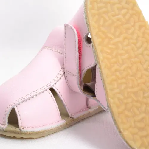 Sandale din piele naturală  cu scai și talpă din cauciuc flexibil, roz, LUY- RO-12-Roz-25-By Pebebe