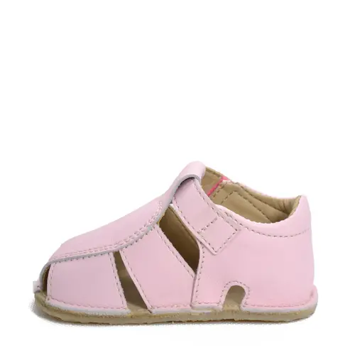 Sandale din piele naturală  cu scai și talpă din cauciuc flexibil, roz, LUY- RO-12-Roz-25-By Pebebe