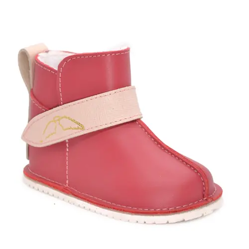 Cizme din piele pentru copii, talpa flexibila, captuseala, roz- RO-105-roz-23-By Pebebe