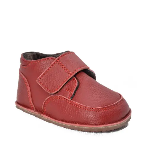 Ghete din piele pentru copii, scai, captuseala din blana naturala, rosu, LUY- RO-18-12-23-By Pebebe