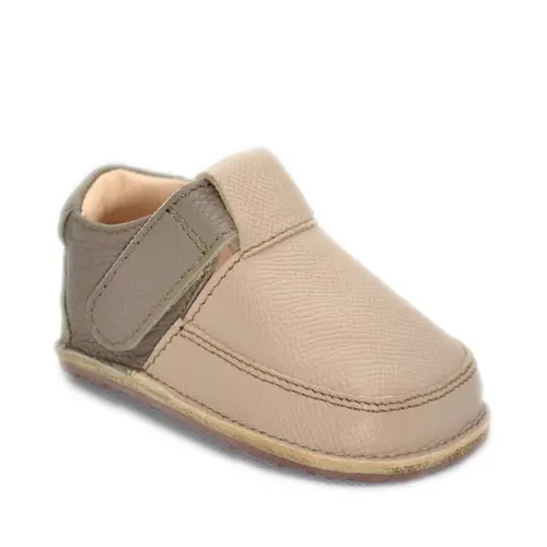 Pantofi din piele moale cu talpa flexibila si captuseala bej- RO-15-1-25-By Pebebe