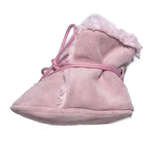 Cizme din piele intoarsa, cu talpa din piele, imblanite, roz, Babice - NBW-106/20-21-