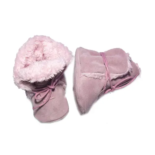 Cizme din piele intoarsa, cu talpa din piele, imblanite, roz, Babice - NBW-106/20-21-