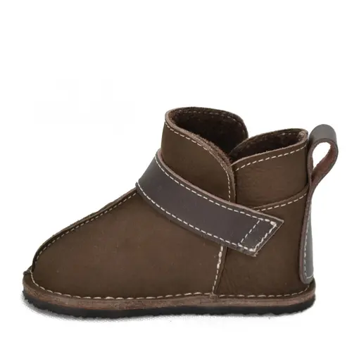 Cizme din piele pentru copii, talpa flexibila, captuseala, maro- RO-105-maro-25-By Pebebe