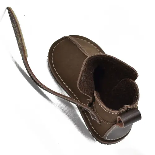 Cizme din piele pentru copii, talpa flexibila, captuseala, maro- RO-105-maro-25-By Pebebe