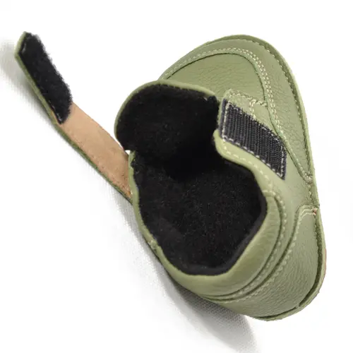 Ghete barefoot copii, din piele naturala cu scai, captuseala textila si talpa din cauciuc, verde, LUY - RO-17-2-23-