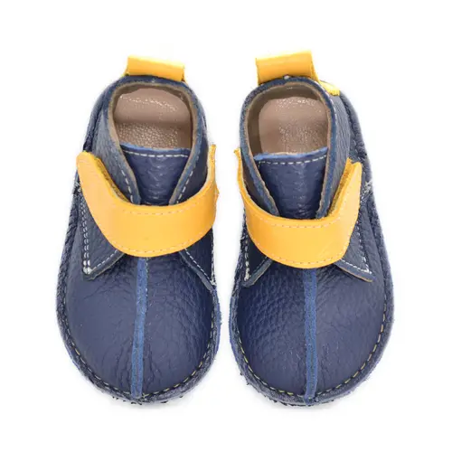 Ghete barefoot copii, piele naturala, talpa flexibila, bleumarin cu bareta galbena,- RO-104-bleumarin-galben-24-By Pebebe Ghete barefoot copii, piele naturala, talpa flexibila, bleumarin cu bareta galbena,- RO-104-bleumarin-galben-24-By Pebebe