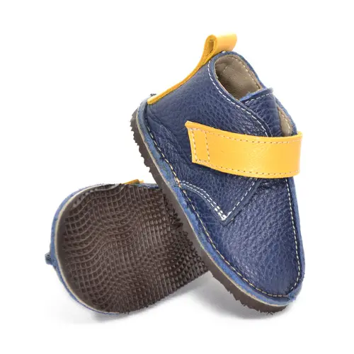 Ghete barefoot copii, piele naturala, talpa flexibila, bleumarin cu bareta galbena,- RO-104-bleumarin-galben-24-By Pebebe Ghete barefoot copii, piele naturala, talpa flexibila, bleumarin cu bareta galbena,- RO-104-bleumarin-galben-24-By Pebebe