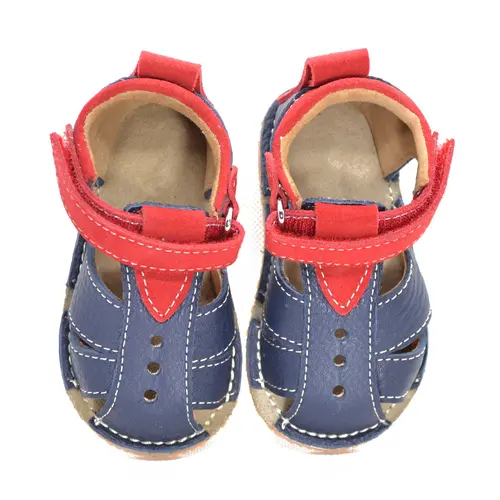 Sandale copii din piele naturala cu talpa flexibila vibram, bleumarin- RO-101-bleumarin-23-By Pebebe