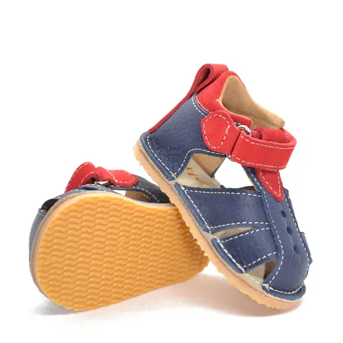 Sandale copii din piele naturala cu talpa flexibila vibram, bleumarin- RO-101-bleumarin-23-By Pebebe
